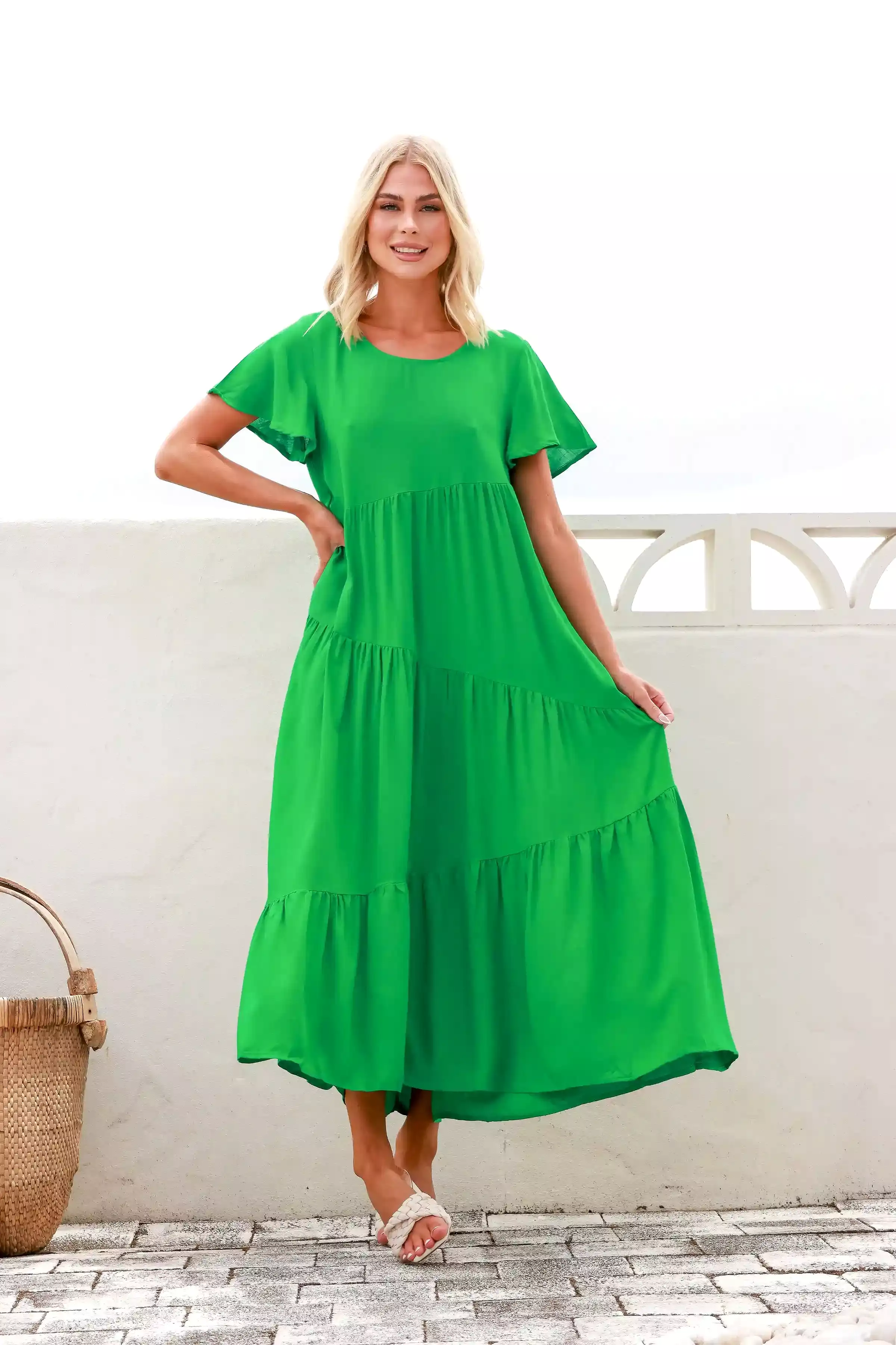 Alessia Linen Maxi Dress - Green