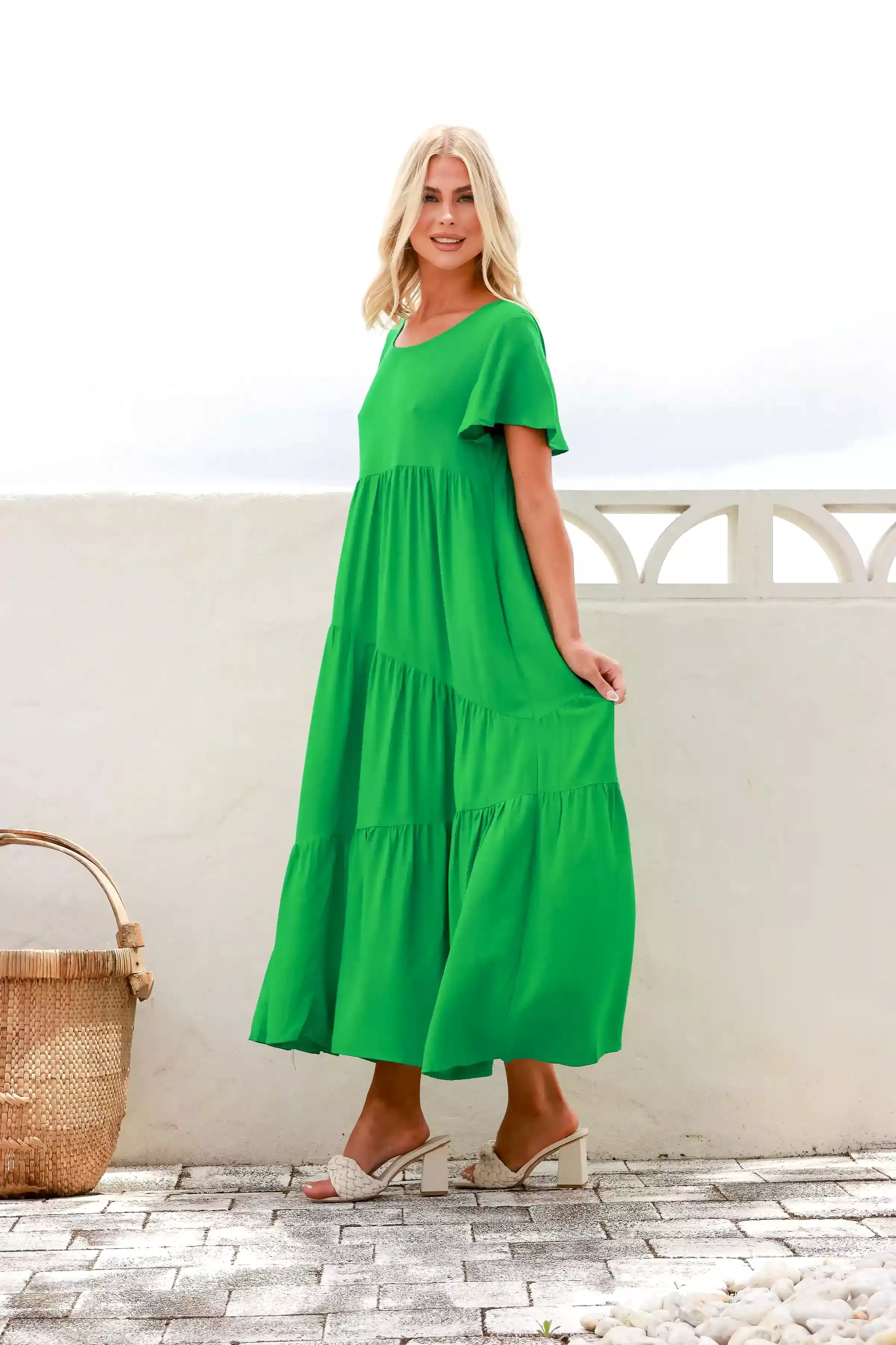 Alessia Linen Maxi Dress - Green