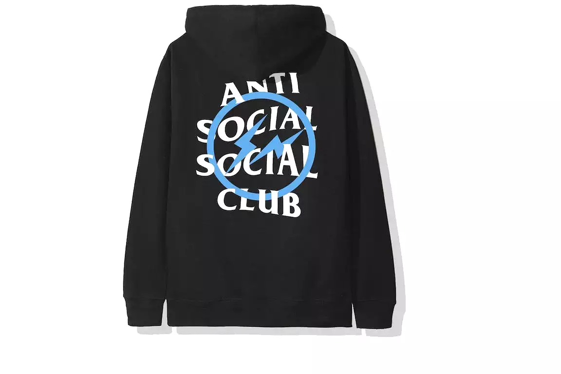 ANTI SOCIAL SOCIAL CLUB X FRAGMENT BLUE BOLT HOODIE BLACK