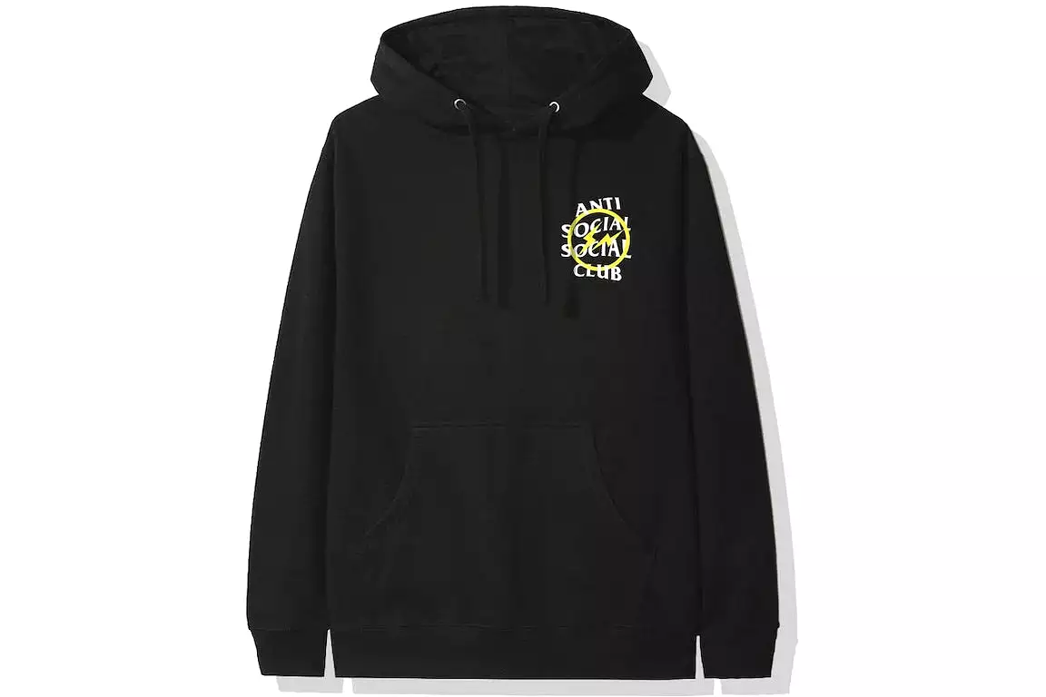 ANTI SOCIAL SOCIAL CLUB X FRAGMENT YELLOW BOLT HOODIE BLACK