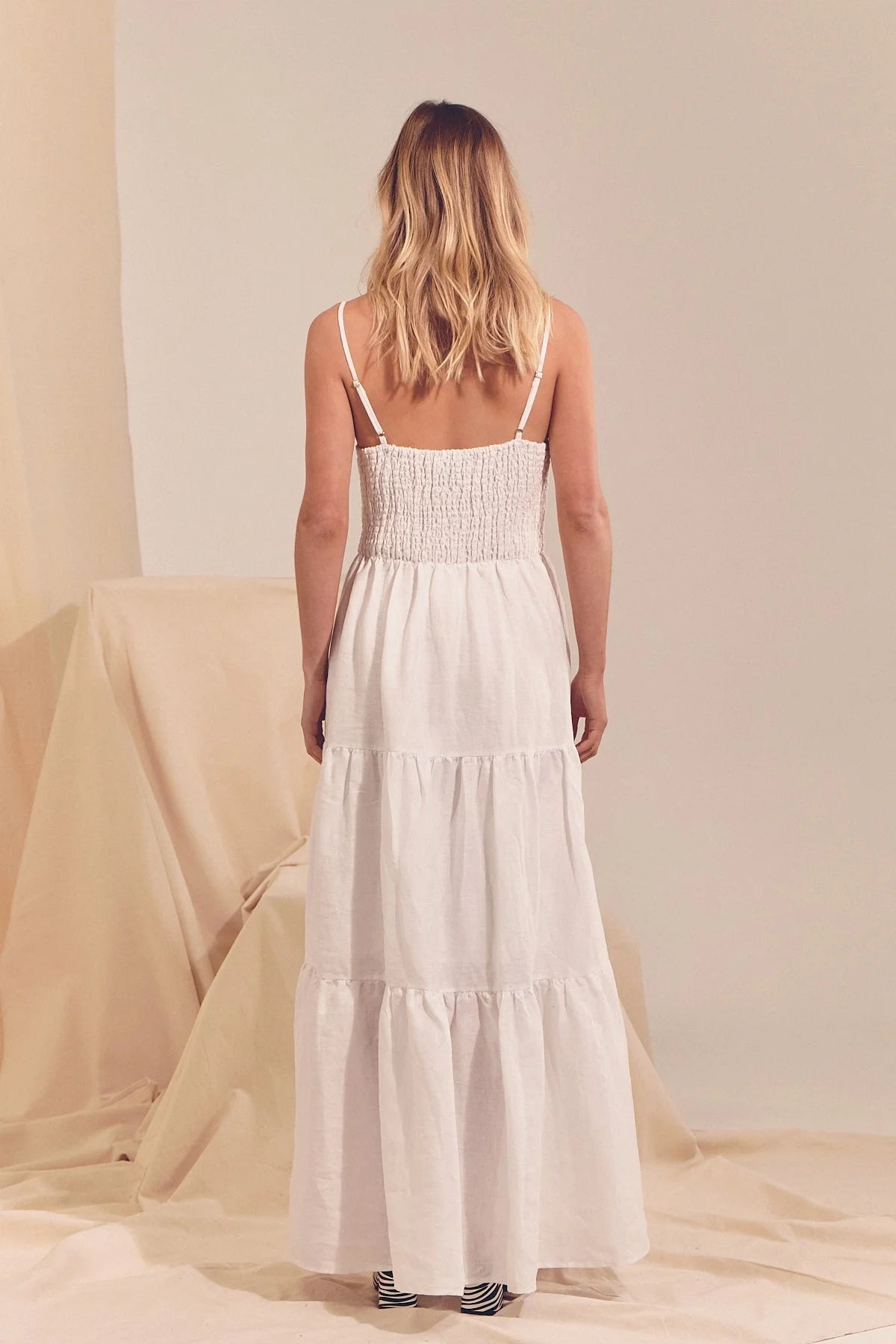 Bambi Maxi Dress - White Linen Collection