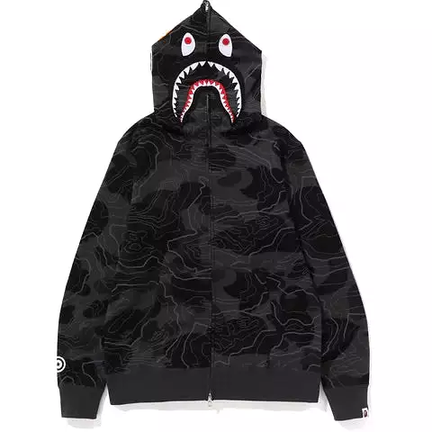 BAPE WGM LAYERED SHARK ZIP HOODIE BLACK