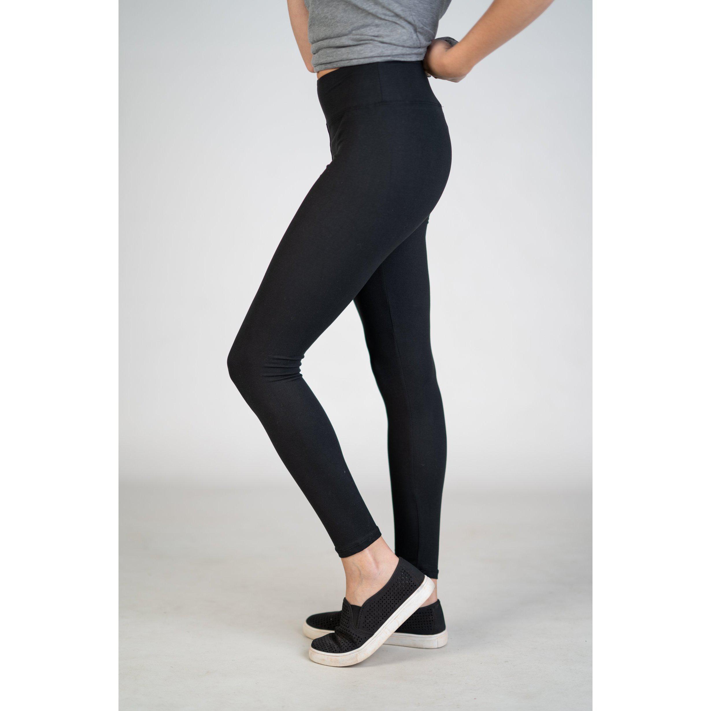 Black High Waist Yoga Band Leggings (One Size or Plus)