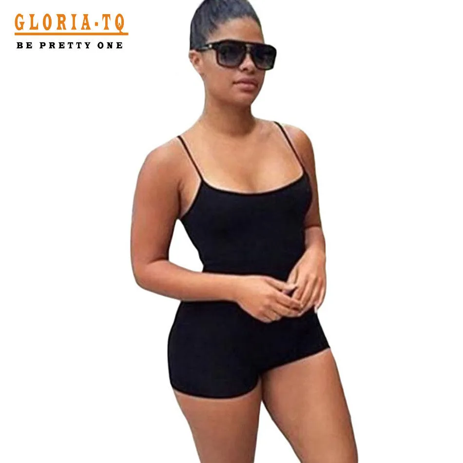 BlackPurpleWhite Bodycon Rompers  Jumpsuit Shorts With Strap  Backless Playsuit Overalls 64035 SM6