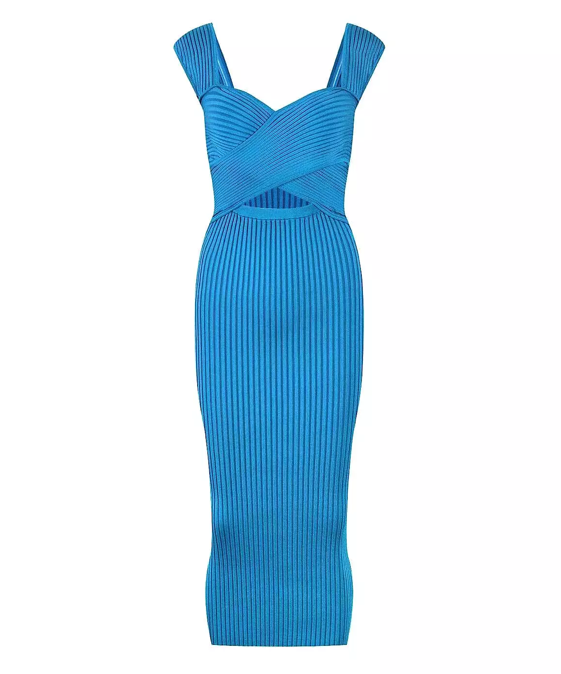 Bodycon Knitted Midi Dress in Blue