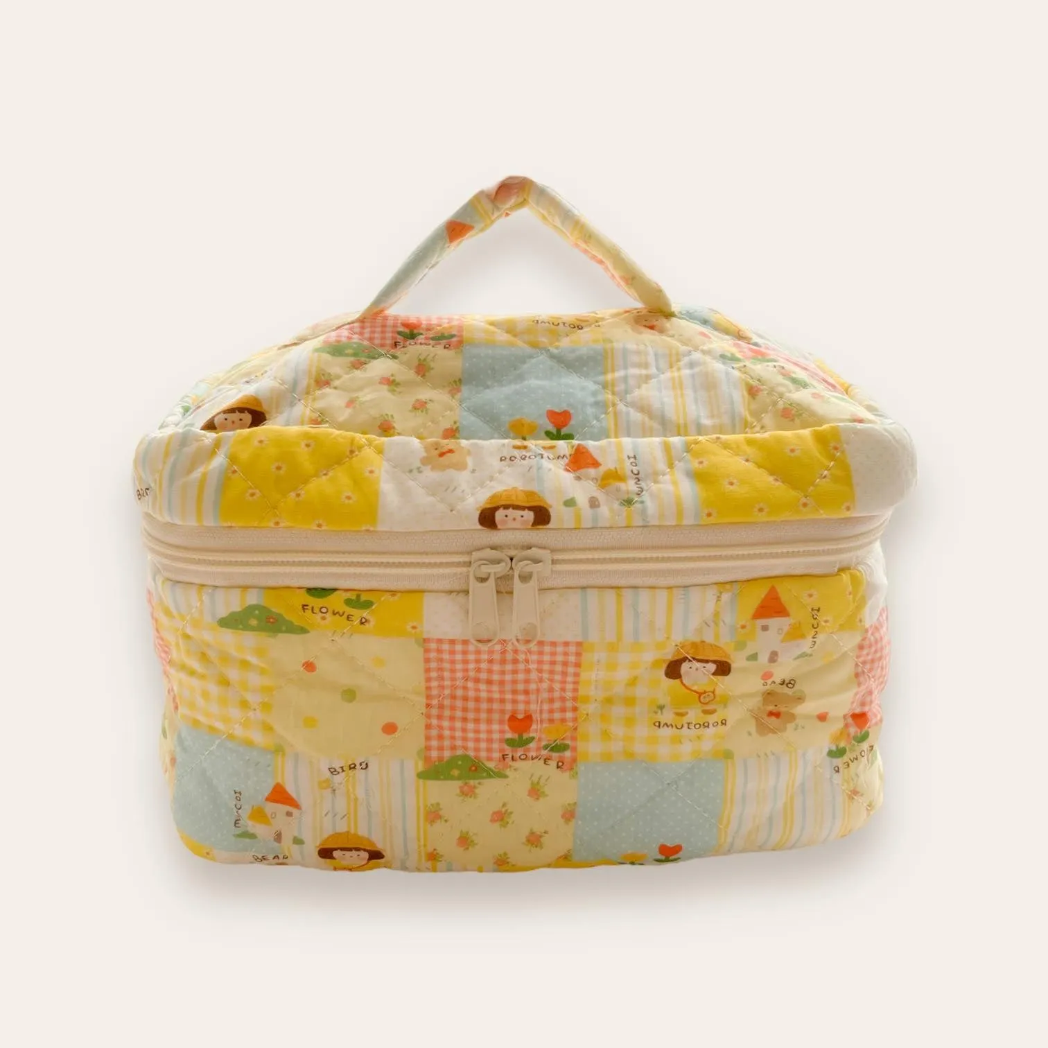 BOLSO Pattern Print Quilted Vanity Organizer Case Bag