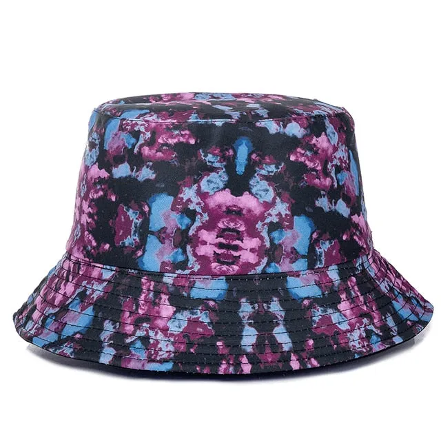 Bucket Hats Reversible Flower Geometric Printing Women Outdoor Hat