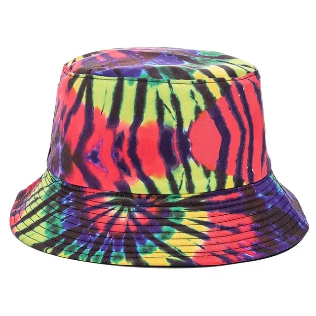 Bucket Hats Reversible Flower Geometric Printing Women Outdoor Hat