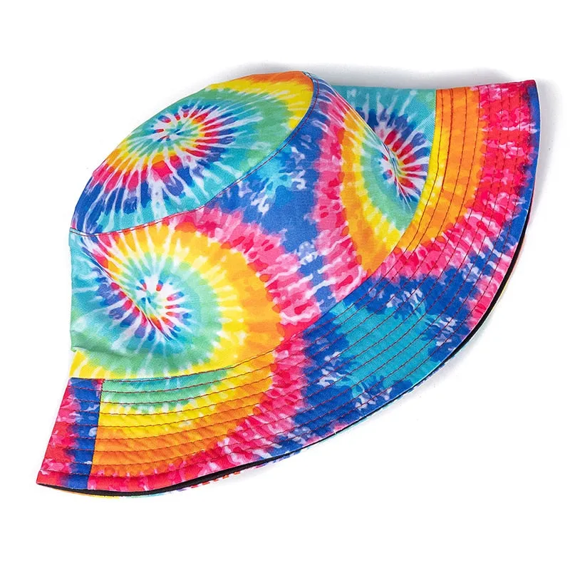 Bucket Hats Reversible Flower Geometric Printing Women Outdoor Hat