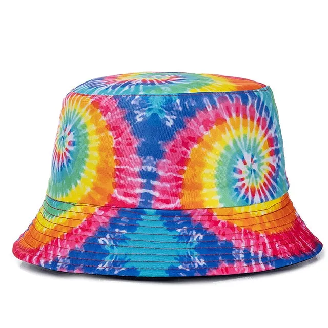 Bucket Hats Reversible Flower Geometric Printing Women Outdoor Hat