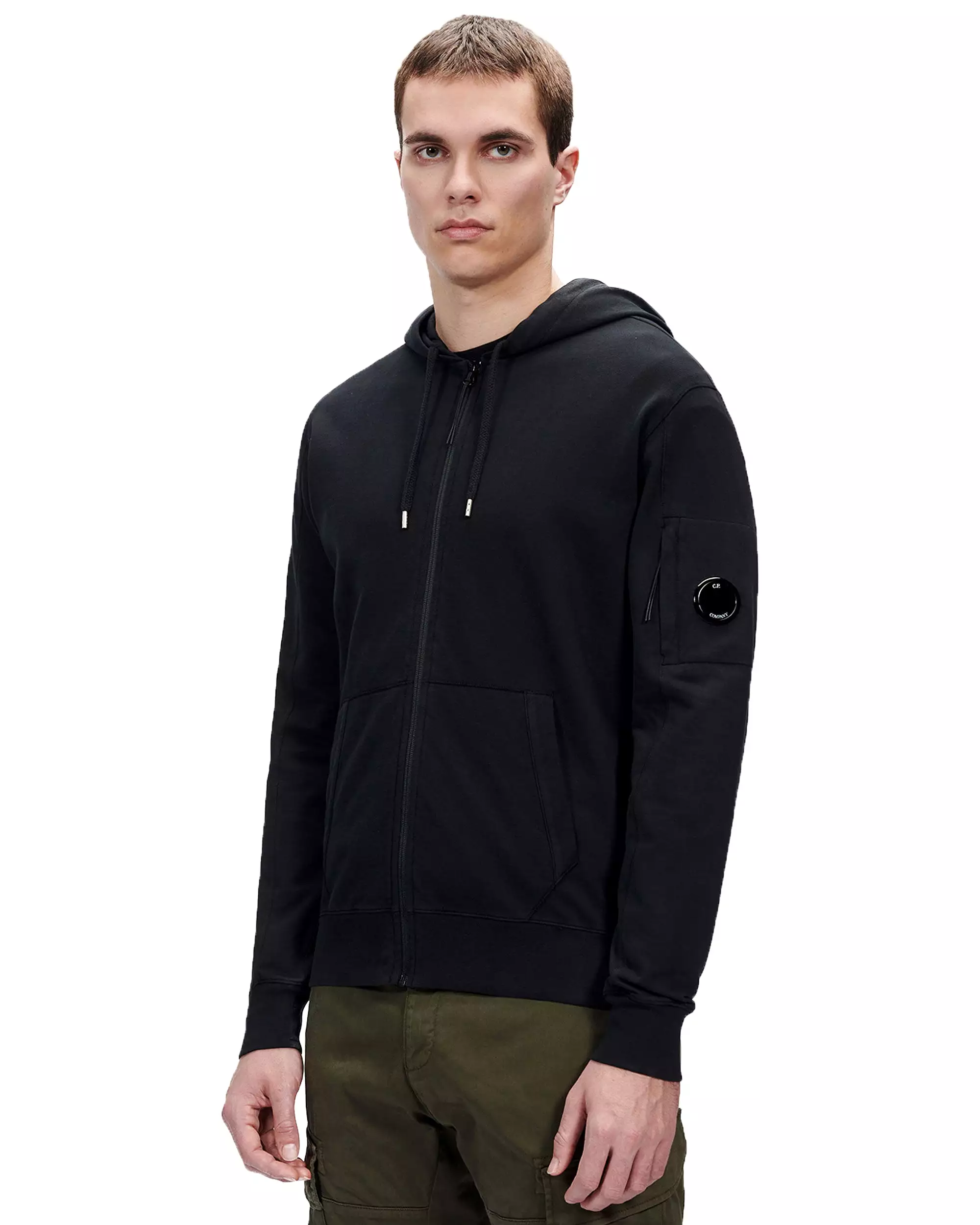 CP Company Light Fleece Zipped Hoodie Black