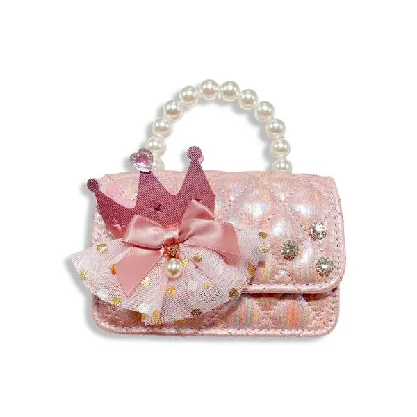 Crown Applique Shiny Quilted Purse