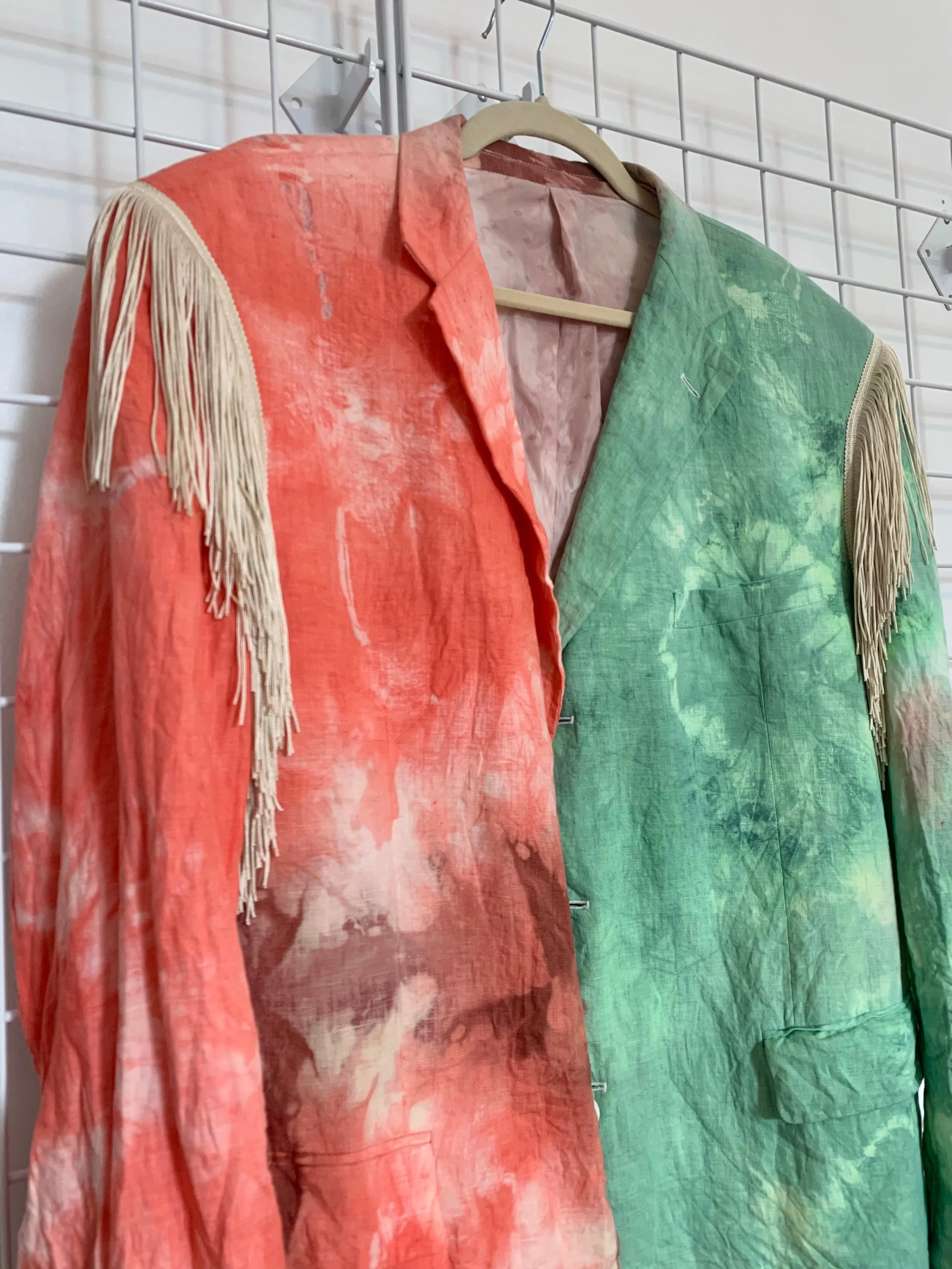 Custom tie dye fringe blazer