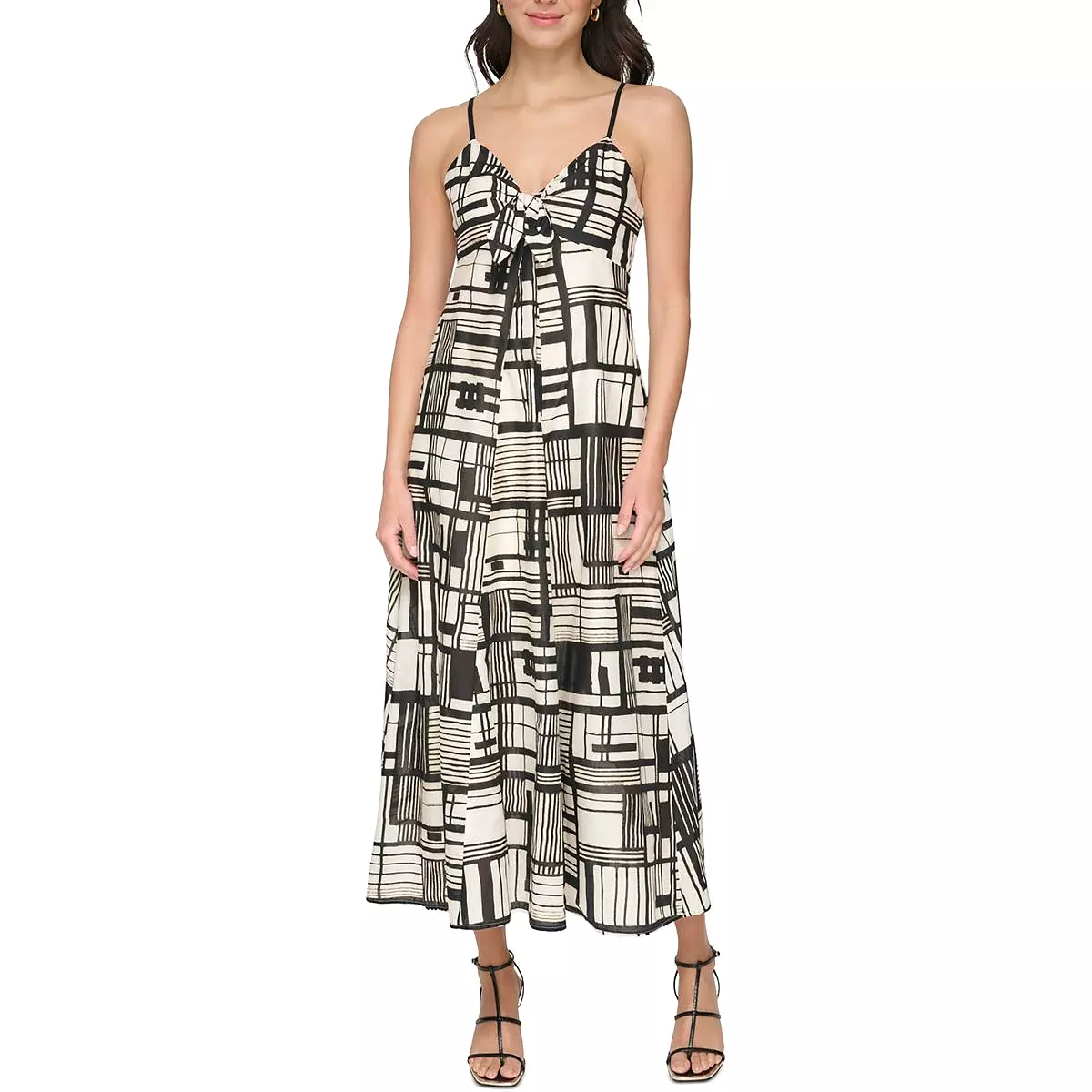 DKNY Womens Cotton Patterned Midi Dress