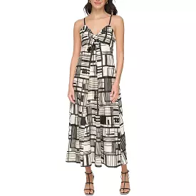 DKNY Womens Cotton Patterned Midi Dress