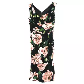 Dolce & Gabbana Brand New 1380 Rose Print Sleeveless Midi Dress XS