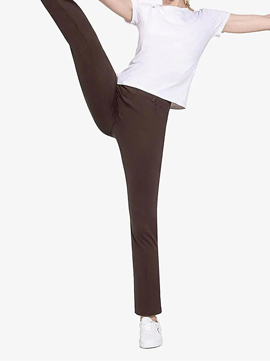 Elegant High Waist Cotton Blend Work Pants for Women