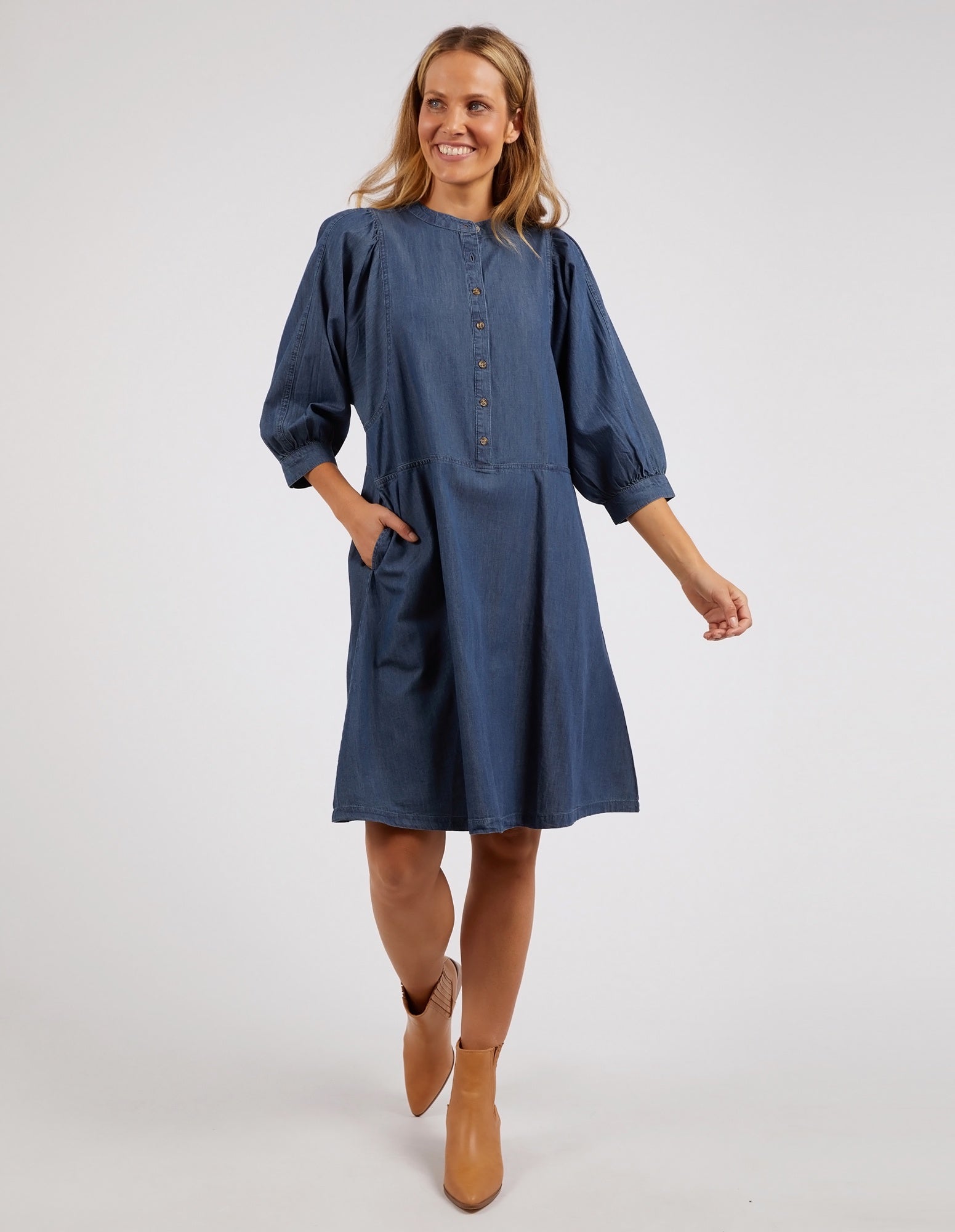 Elm Filippa Dress - Mid Blue Wash