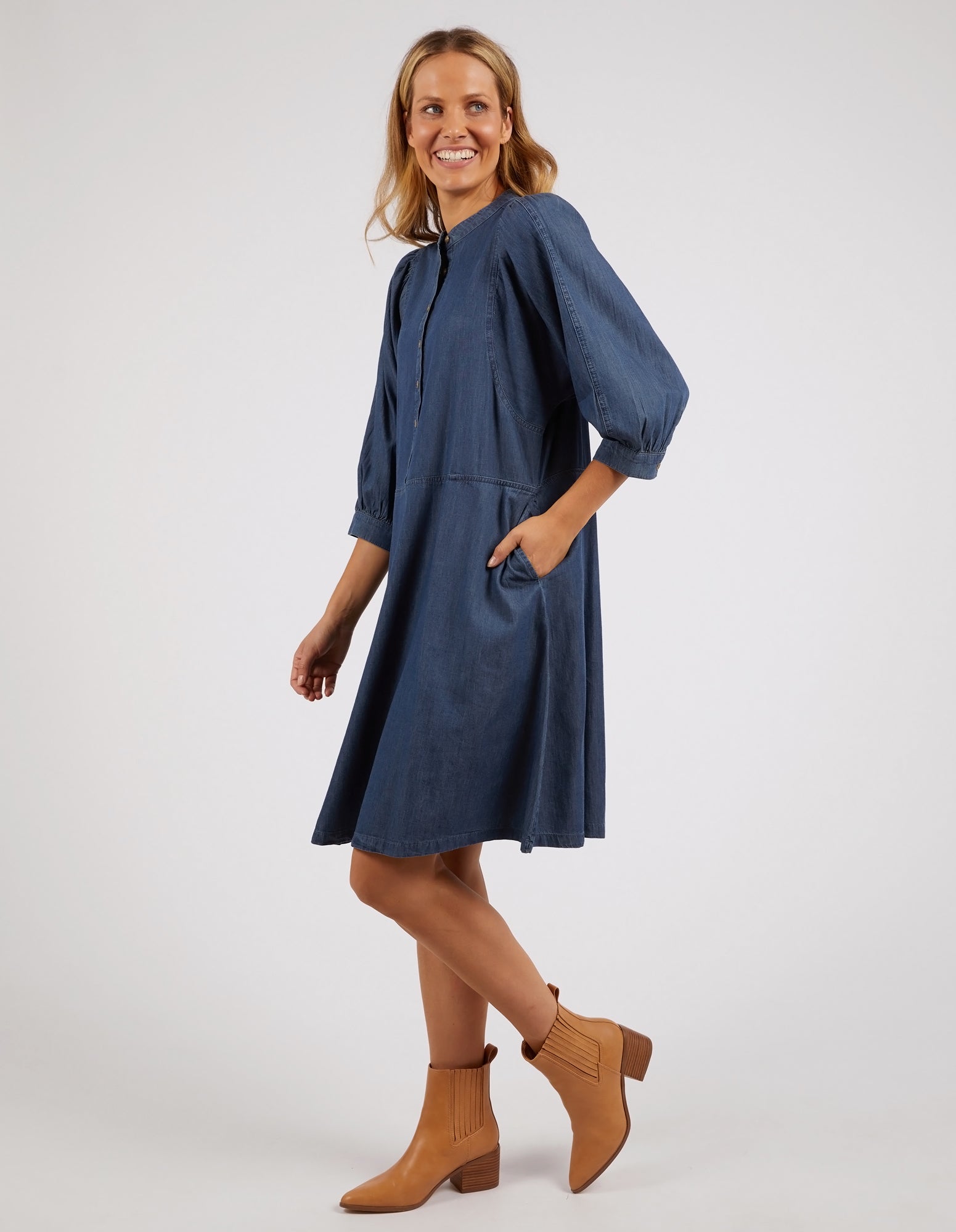 Elm Filippa Dress - Mid Blue Wash