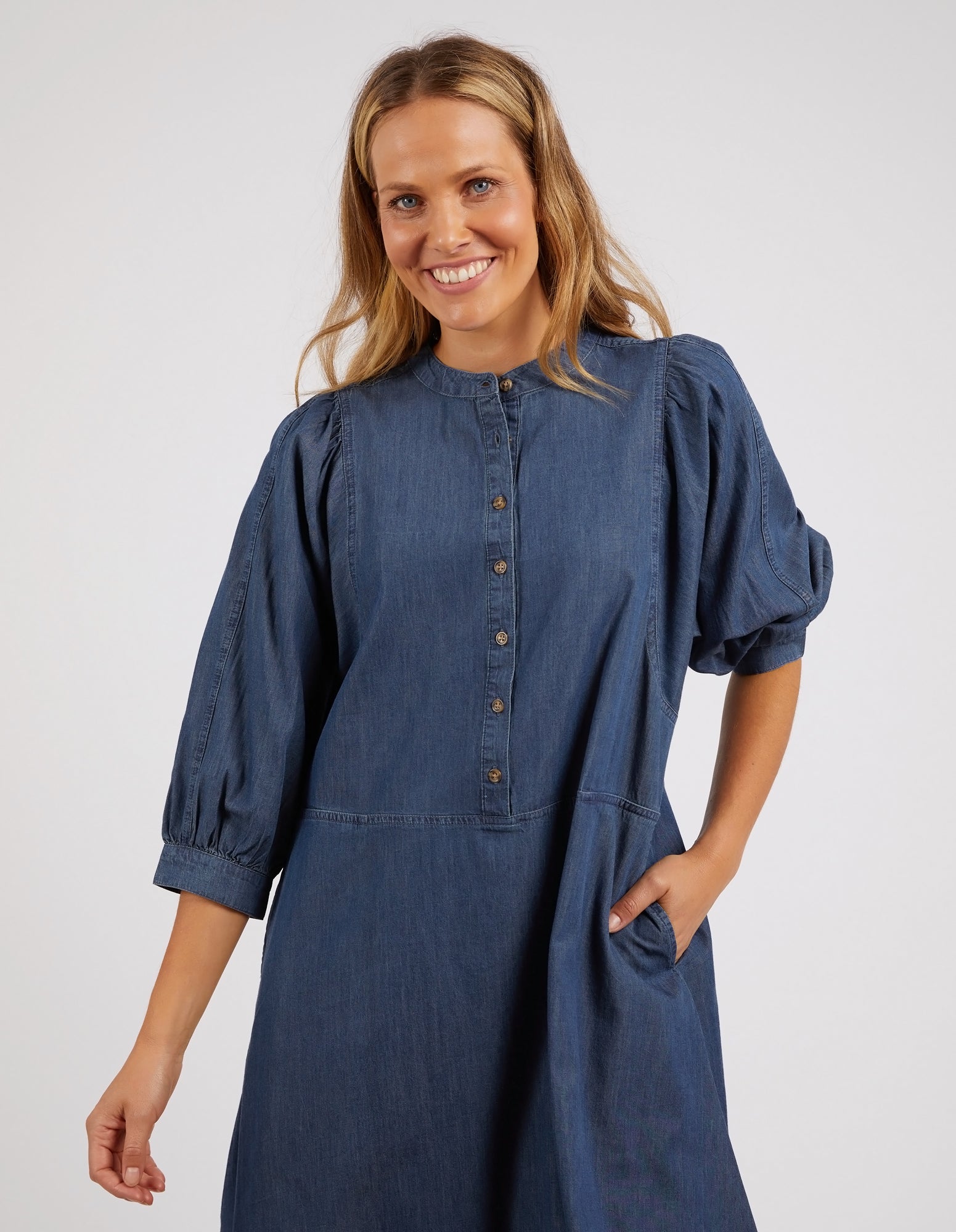 Elm Filippa Dress - Mid Blue Wash