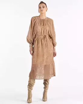 Embossed Midi Dress Biscuit