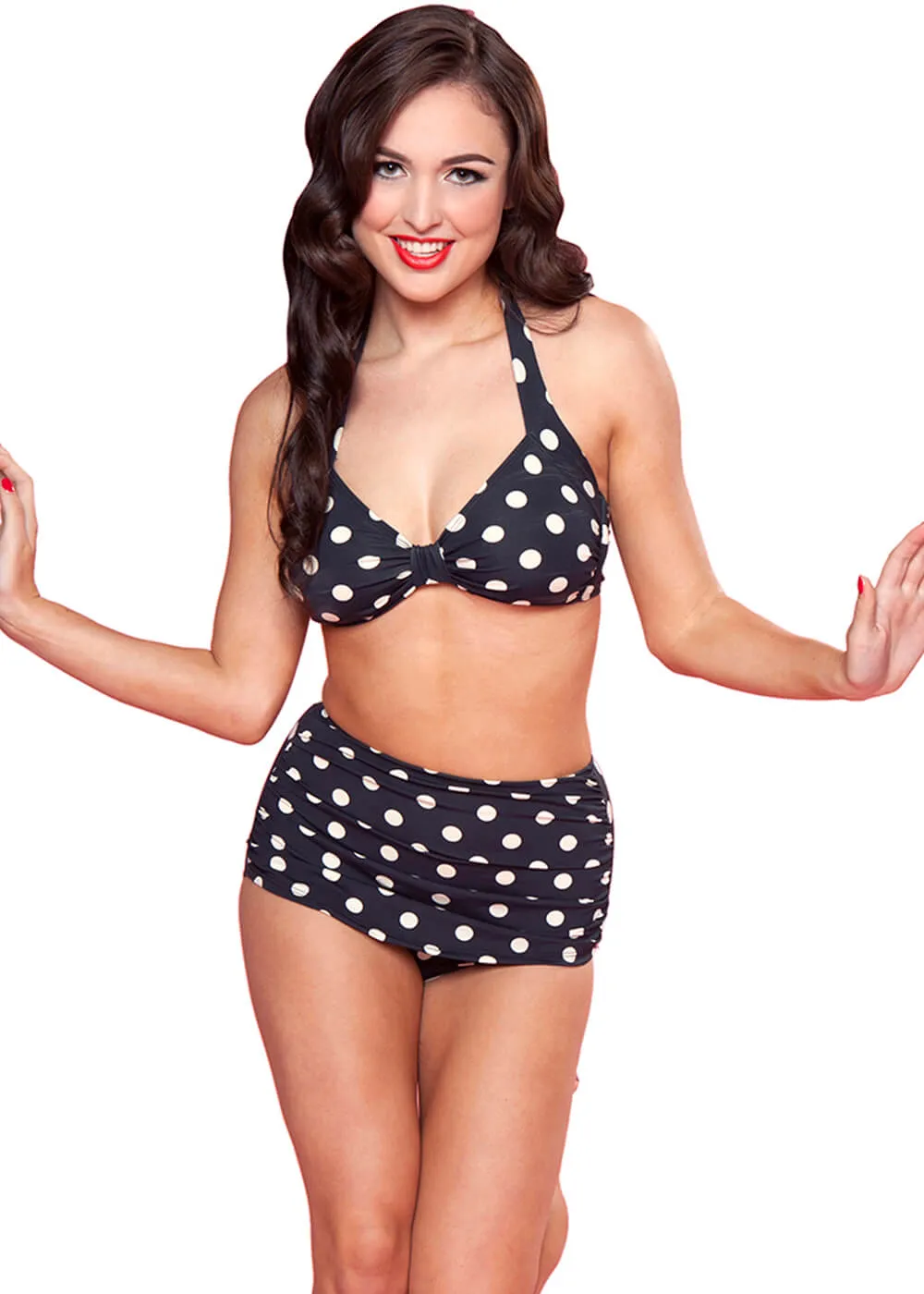 Esther Williams Polka Dot Bikini Top Black