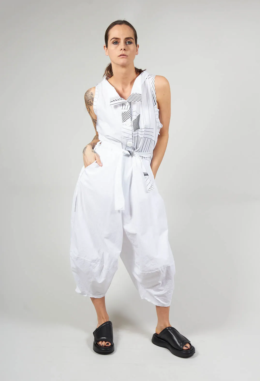 Five Overalls in White Black