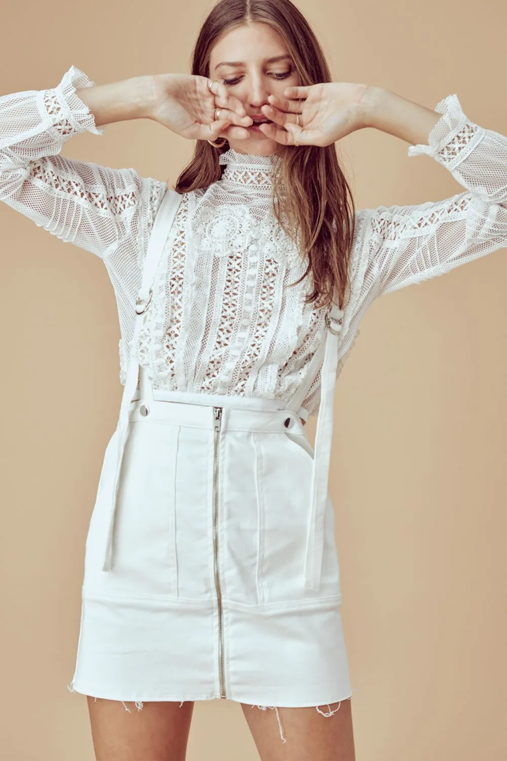 For Love and Lemons Monika Overalls Mini Skirt