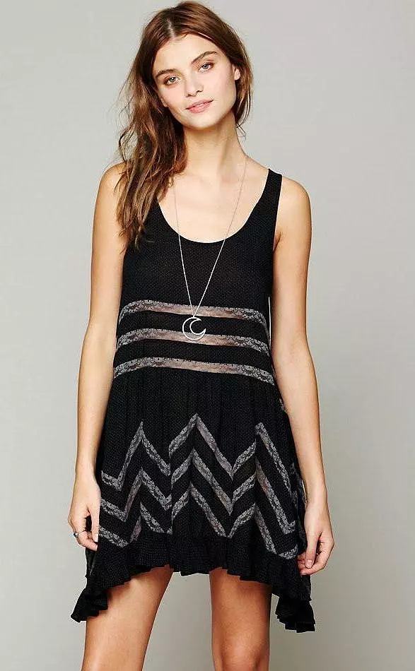 Free People Slip Voile Trapeze Dress Black