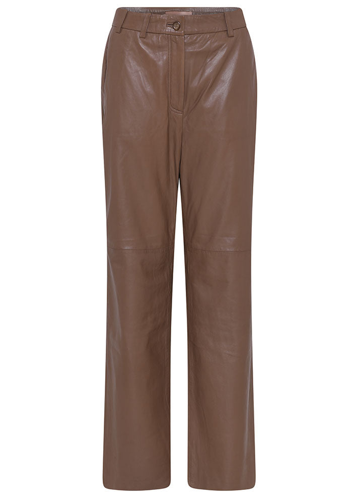 Gustav Dida straight leg pants 52023 Skindbukser - Teddy Brown