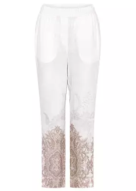 Gustav Florin 7/8 straight leg pants 53002-81000 Bukser - Bright White w. Print