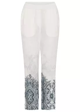 Gustav Florin 7/8 straight leg pants 53002 Bukser - White w. Blue Print