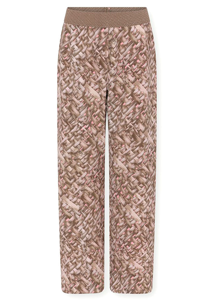 Gustav Marisa wide leg jersey pants 52033 Bukser - Brown Basket Print