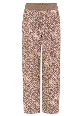 Gustav Marisa wide leg jersey pants 52033 Bukser - Brown Basket Print