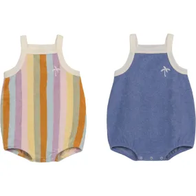 Happymess Set of 2 Terry Rompers, Berry Breeze + Sunset Stripes