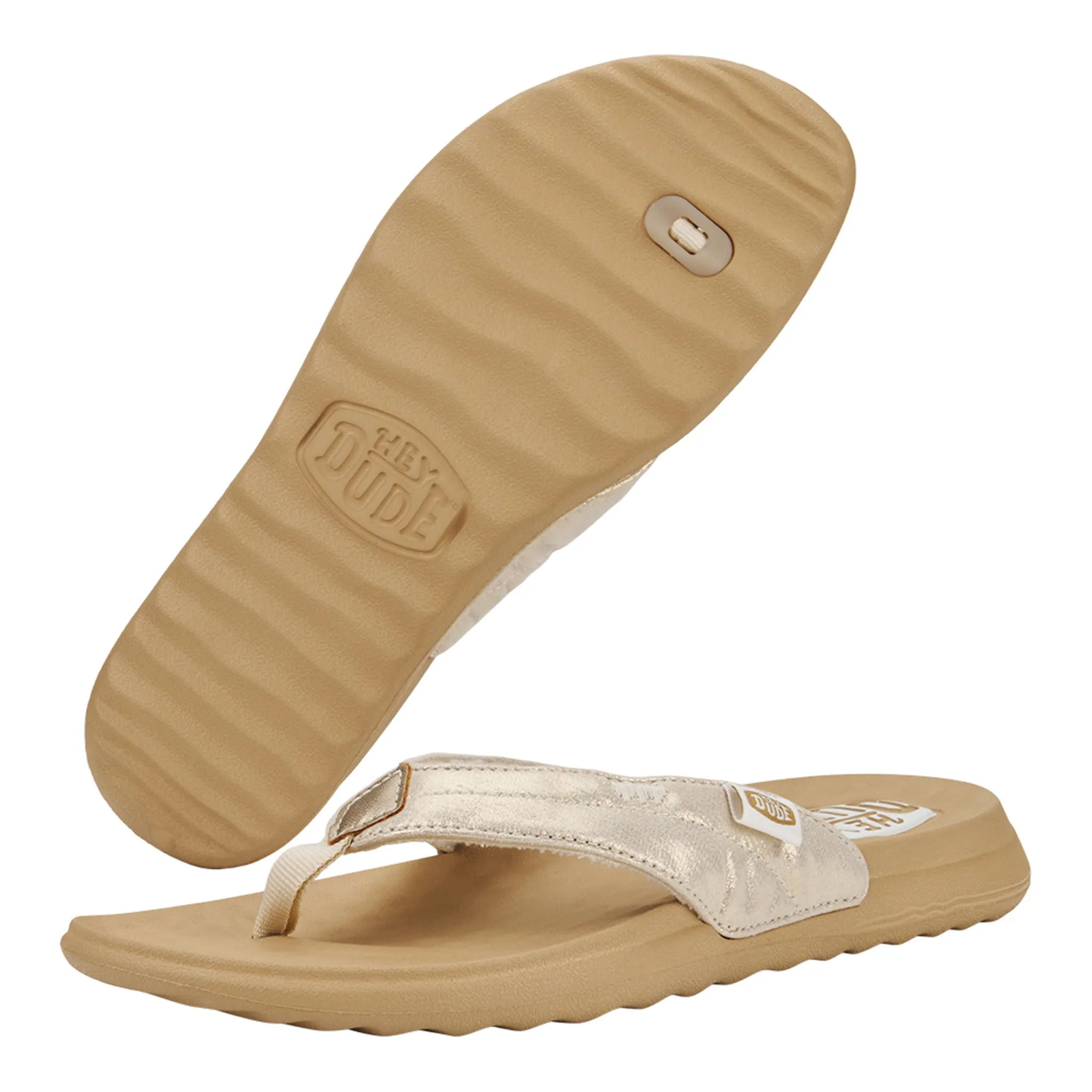 Hey Dude Women's Gold Christi Flip Flop