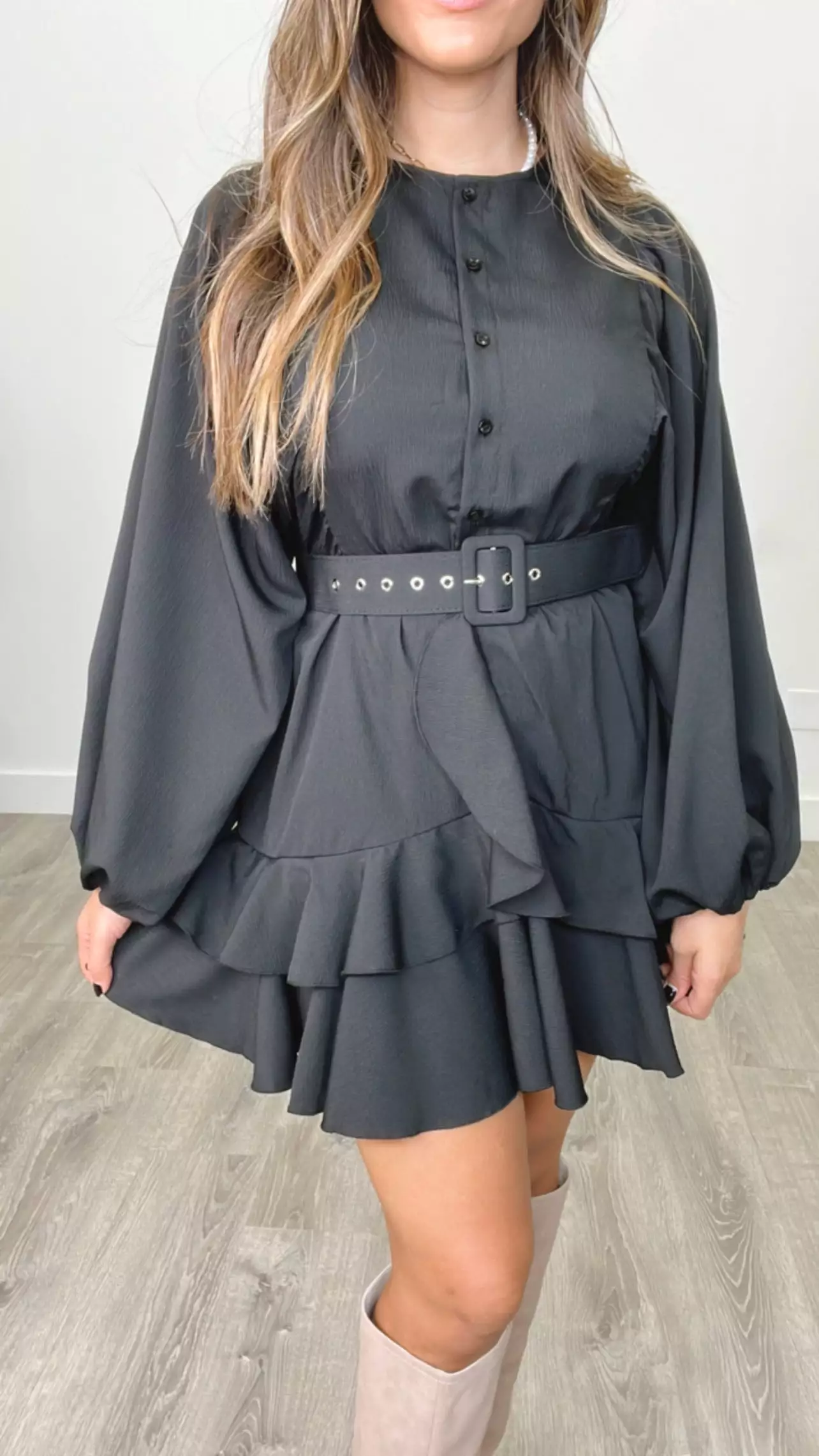 Ivy Ruffle Dress Black