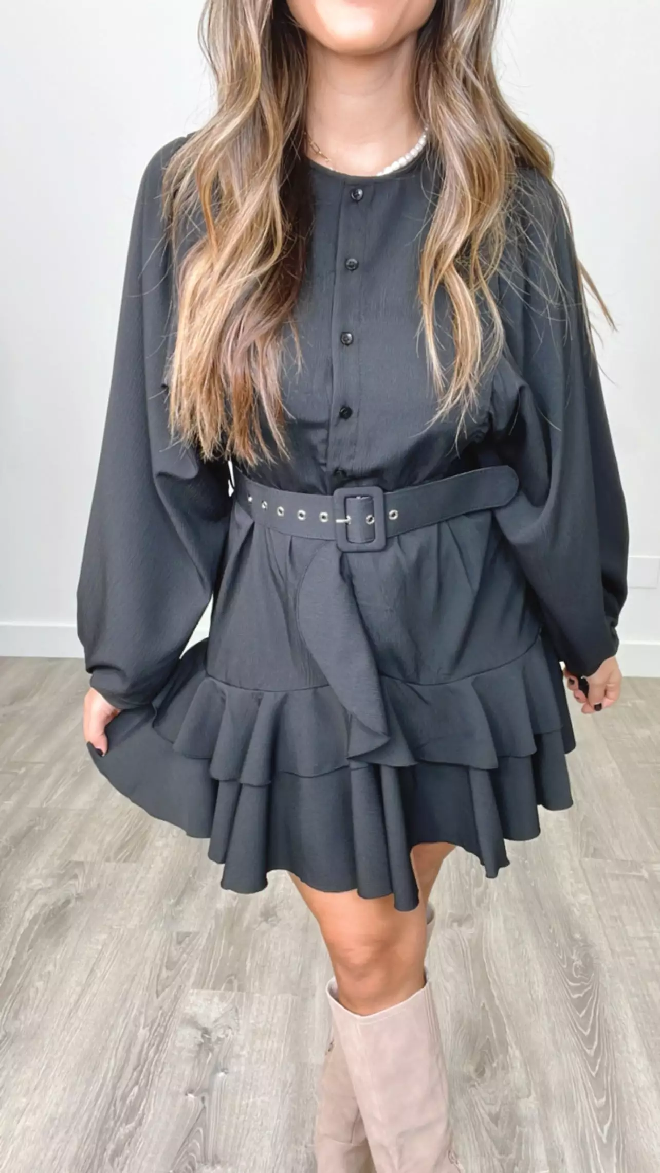 Ivy Ruffle Dress Black