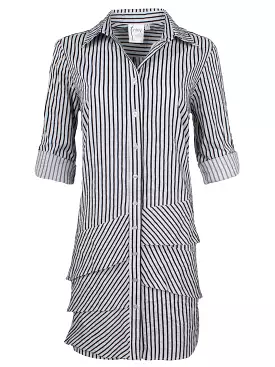 Jenna Dress Black/White Crushed Spectator Stripe - Webstore Exclusive