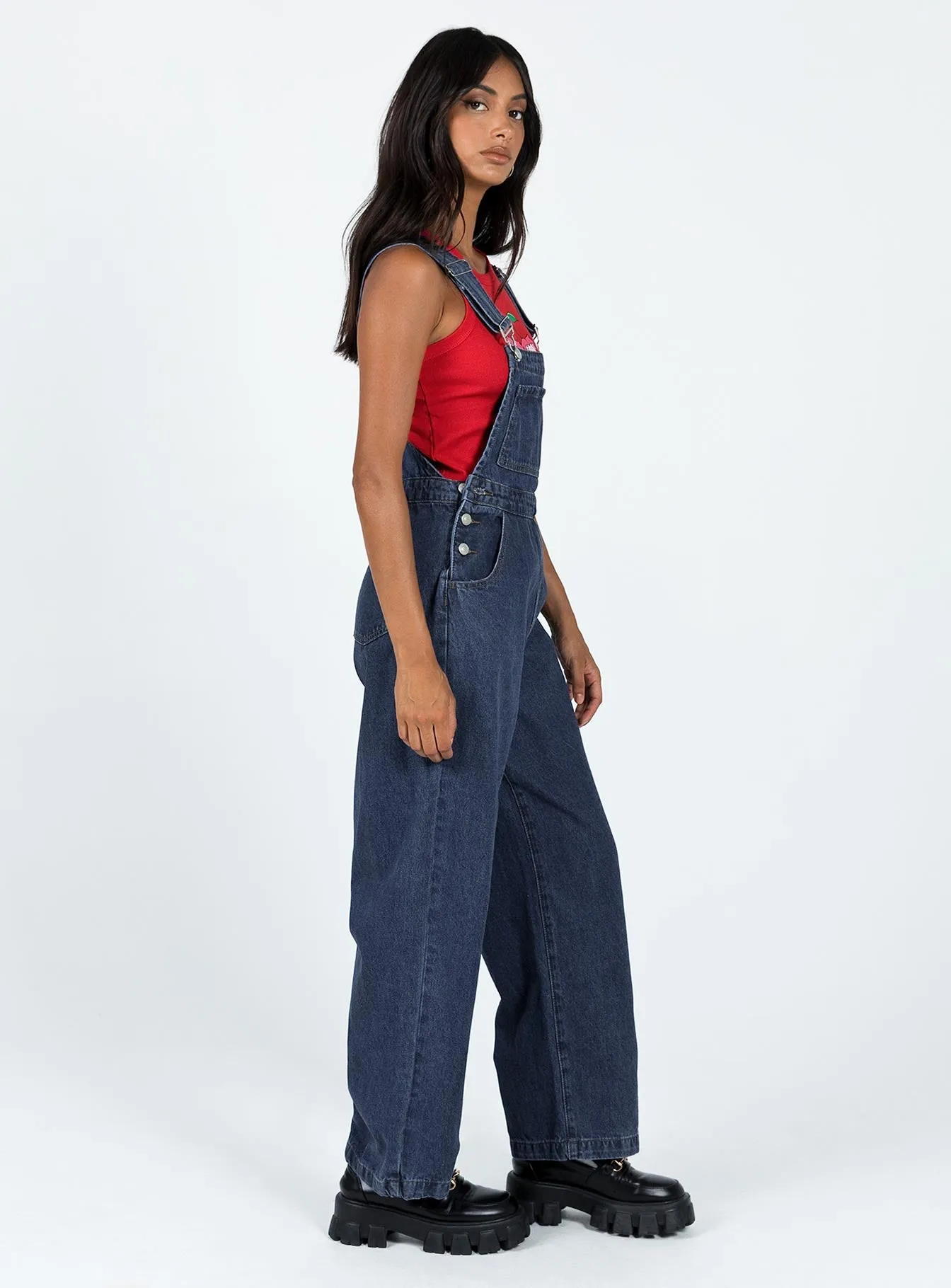 Kacey Long Overalls Mid Blue