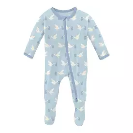 Kickee Pants Footie - Spring Sky Stork