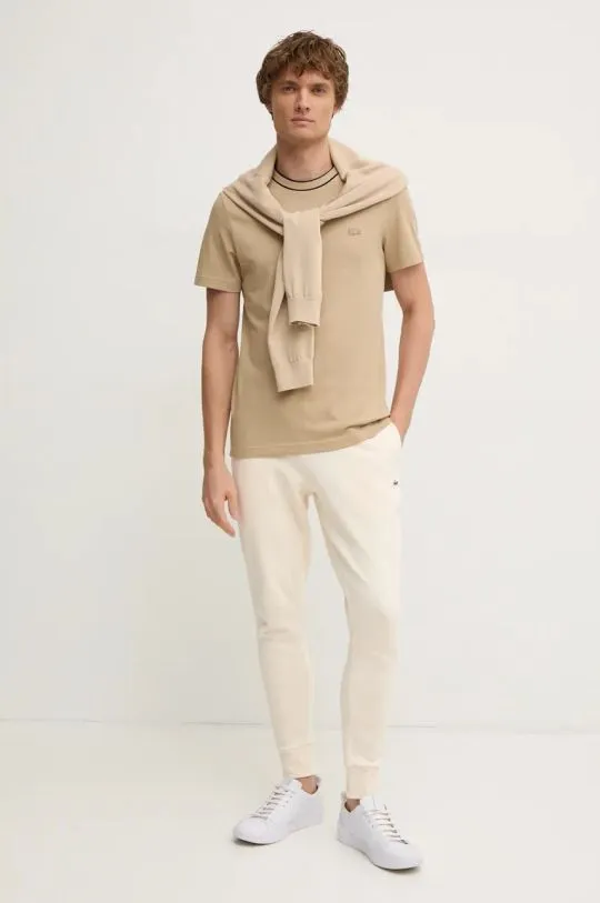 Lacoste joggers beige color smooth