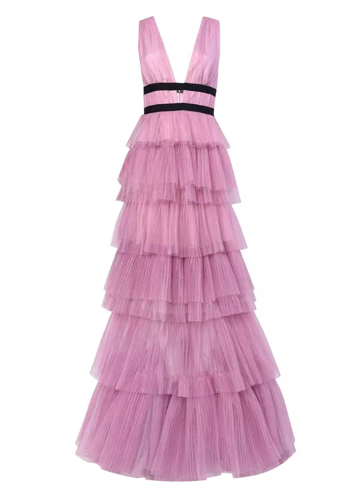 Lilac Ruffle Cocktail Dress