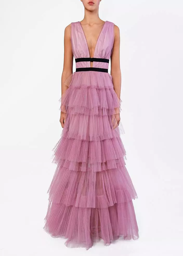 Lilac Ruffle Cocktail Dress