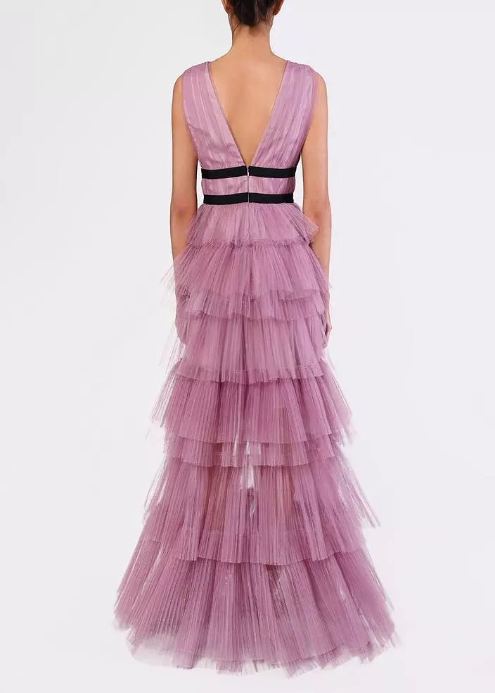 Lilac Ruffle Cocktail Dress