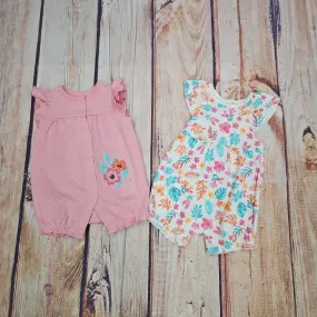 LITTLE ME TROPICAL 2 PK ROMPERS LCR14562N