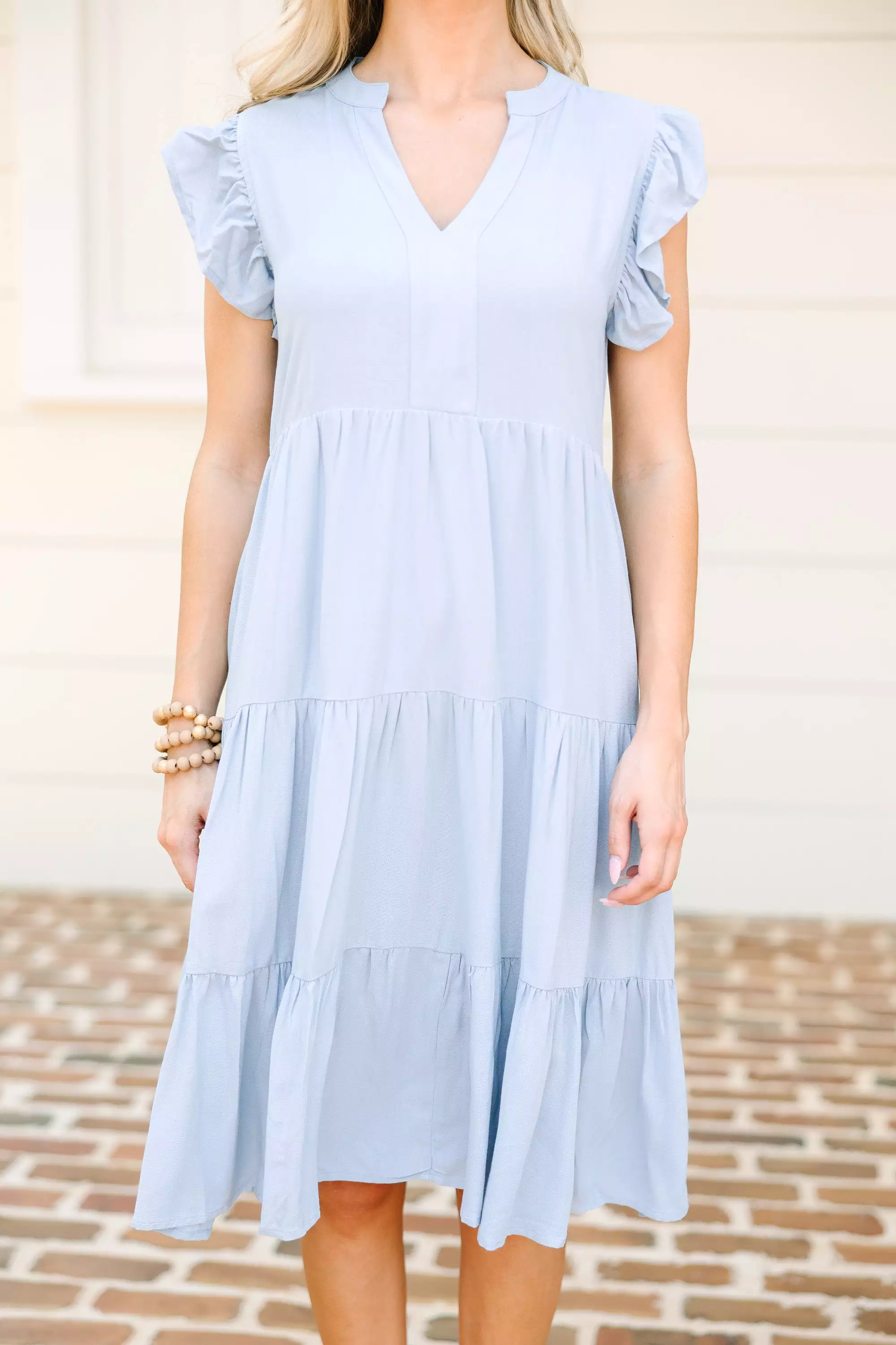 Make It Your Own Light Blue Tiered Dress