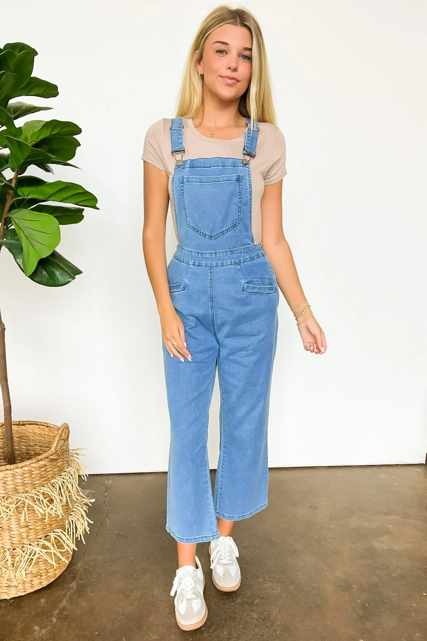 Marlah Wide Leg Denim Overalls