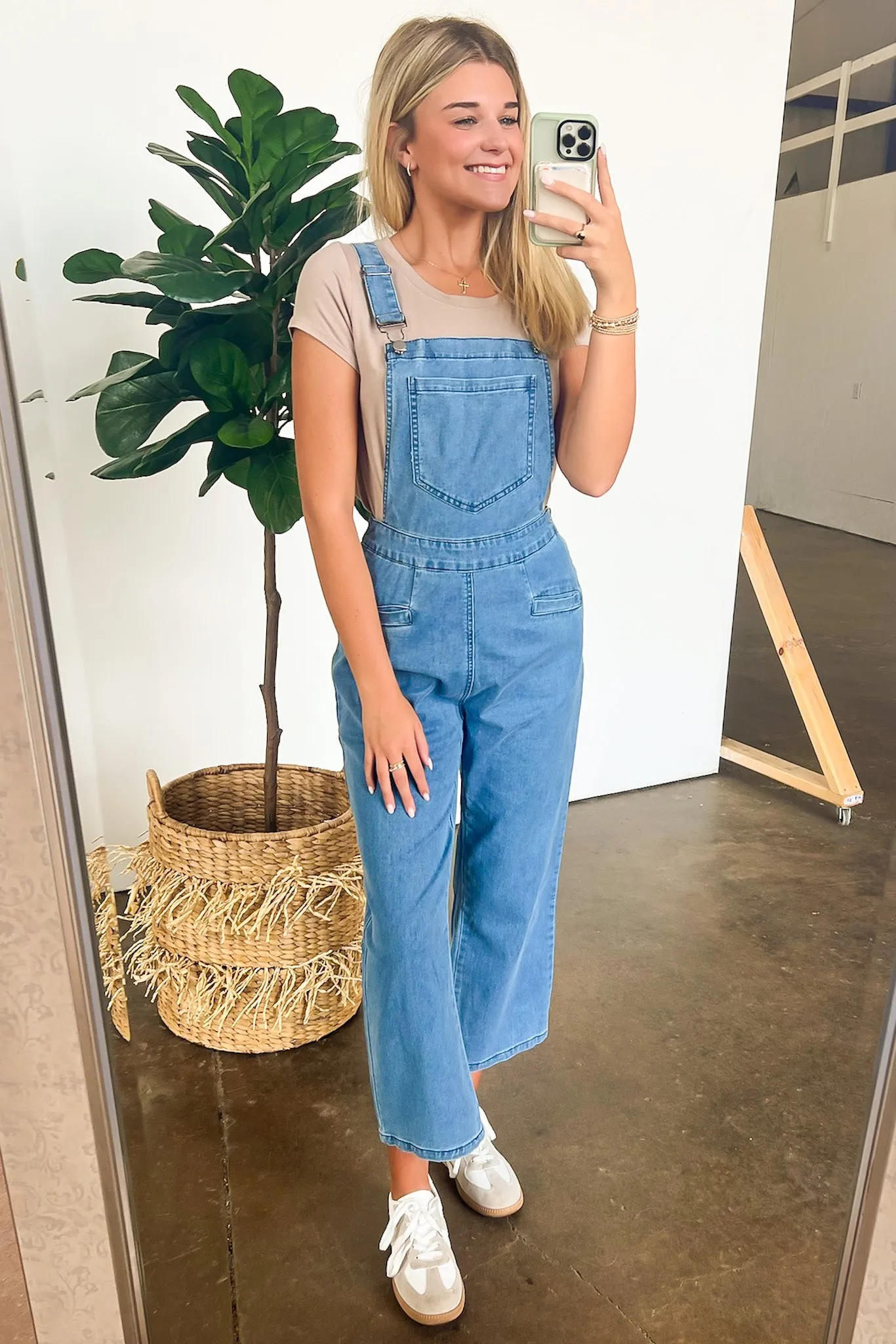 Marlah Wide Leg Denim Overalls