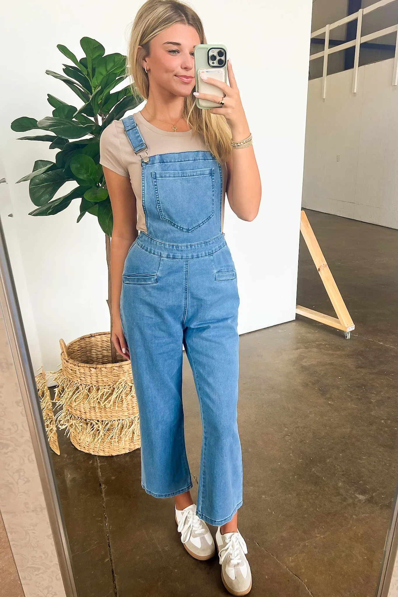 Marlah Wide Leg Denim Overalls